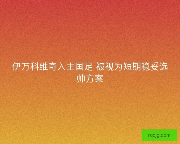 伊万科维奇入主国足 被视为短期稳妥选帅方案